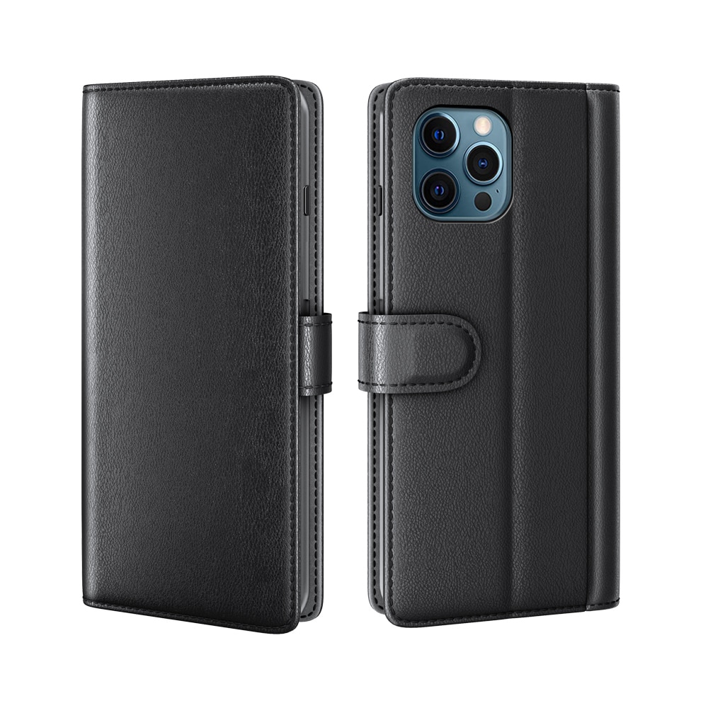 Äkta Läderfodral iPhone 12 Pro Max Svart
