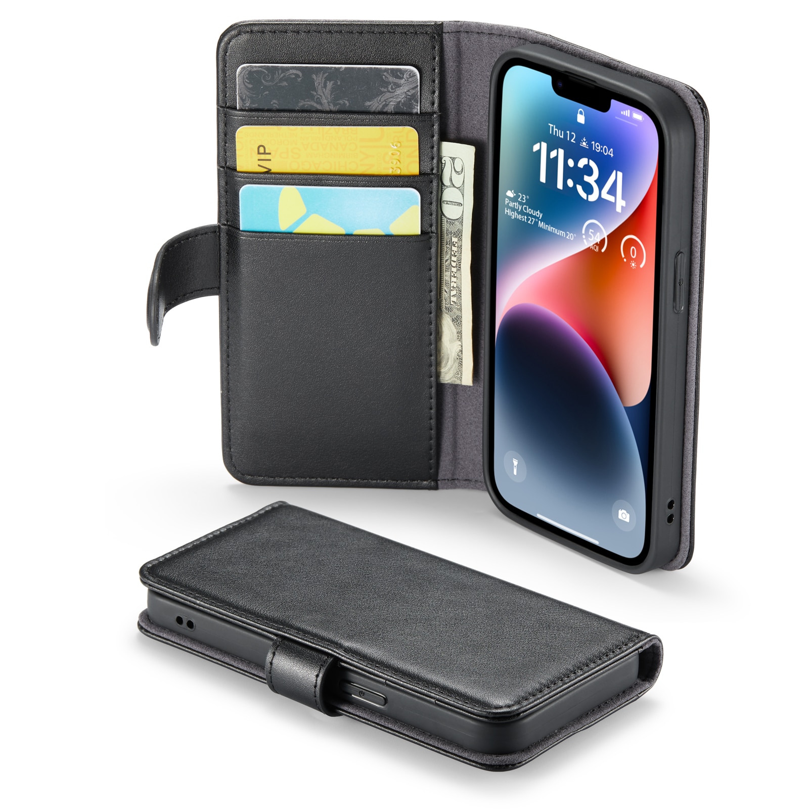 Äkta Läderfodral iPhone 13 Mini Svart