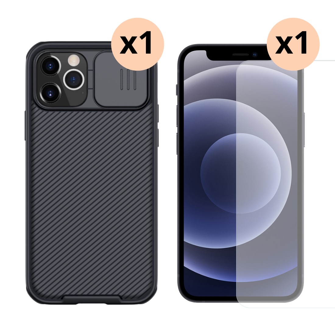 iPhone 12/12 Pro Kit med CamShield Skal och Skärmskydd