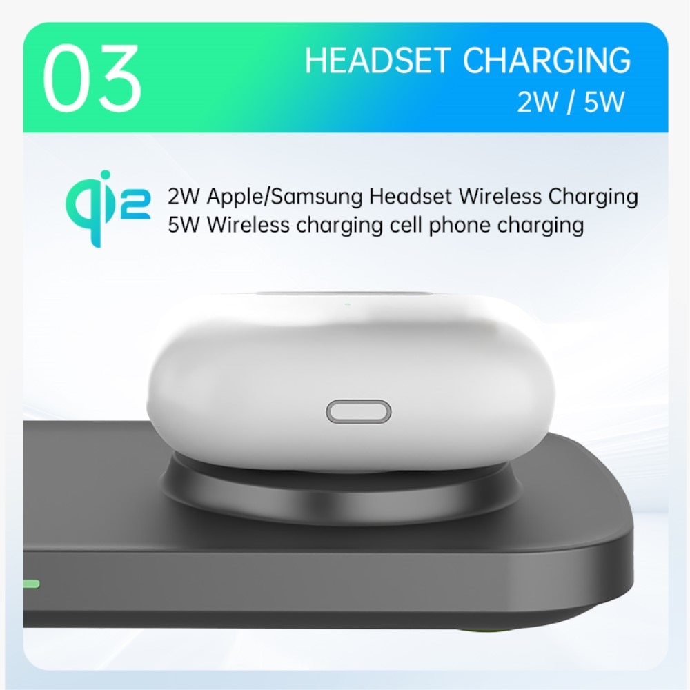 Apple iPhone 13 Mini 3-i-1 Qi2 Magnetisk Trådlös Laddningsstation svart