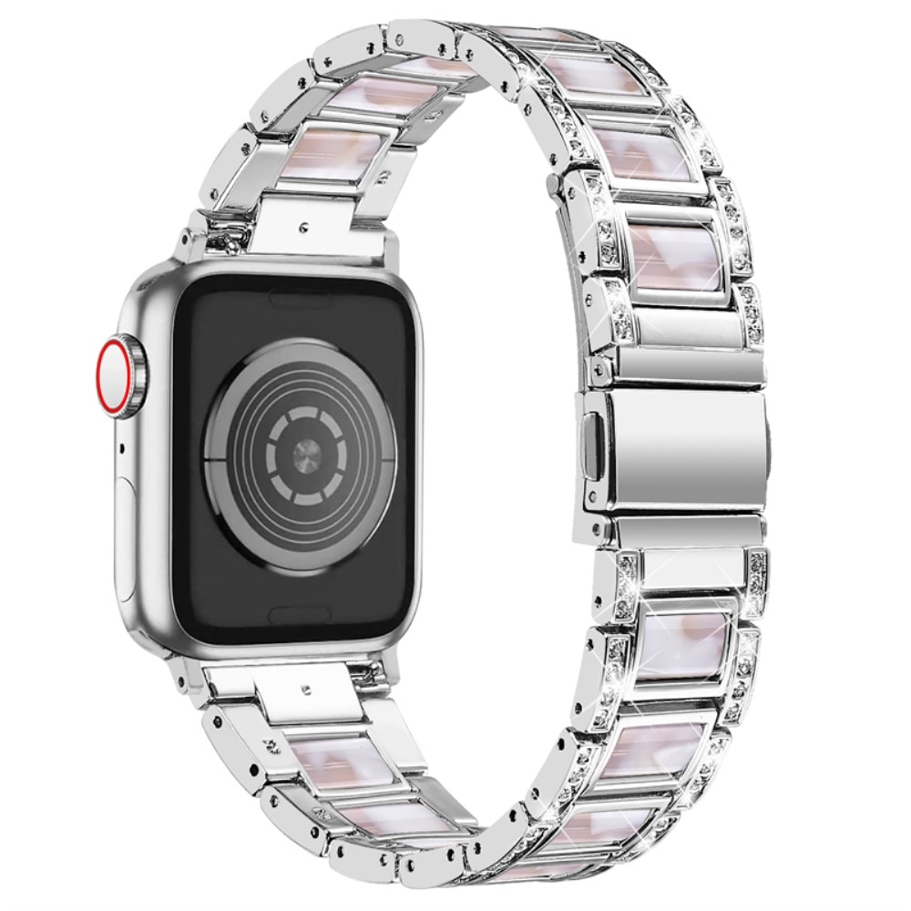 Diamond Bracelet Apple Watch 40mm Silver Pearl